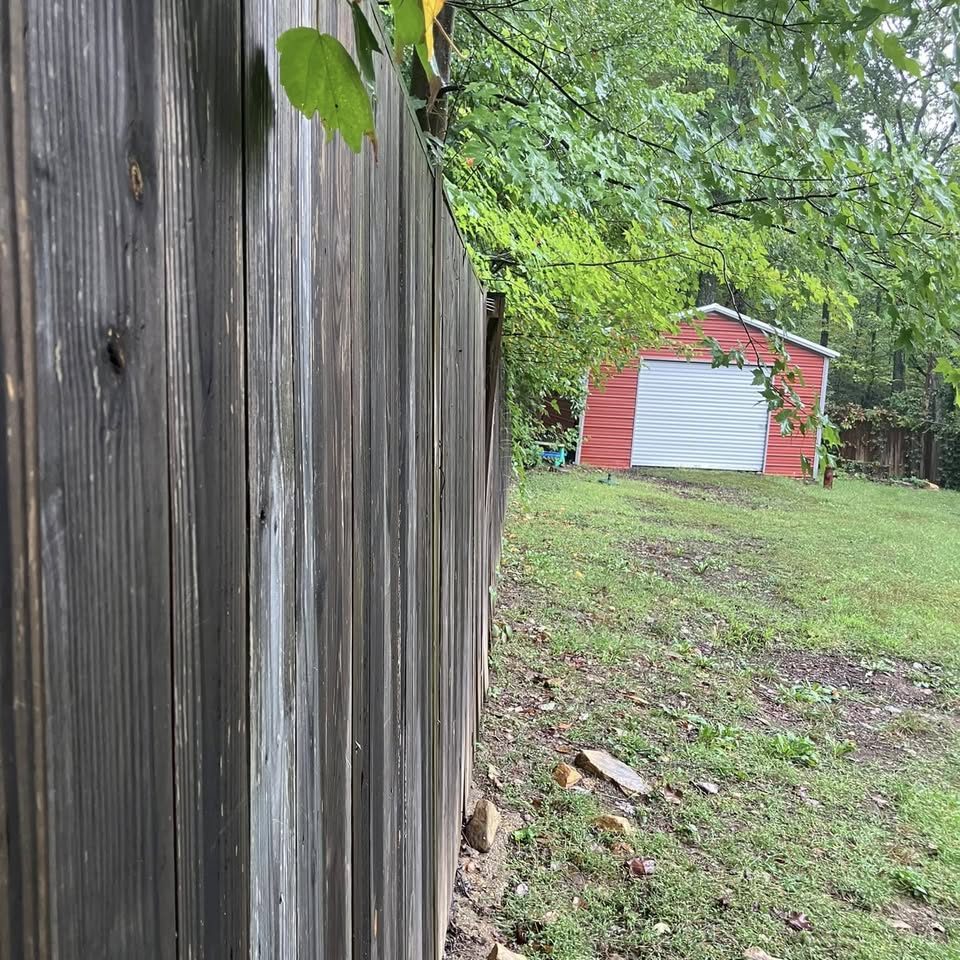 A wood privacy fence with new lawn established along it